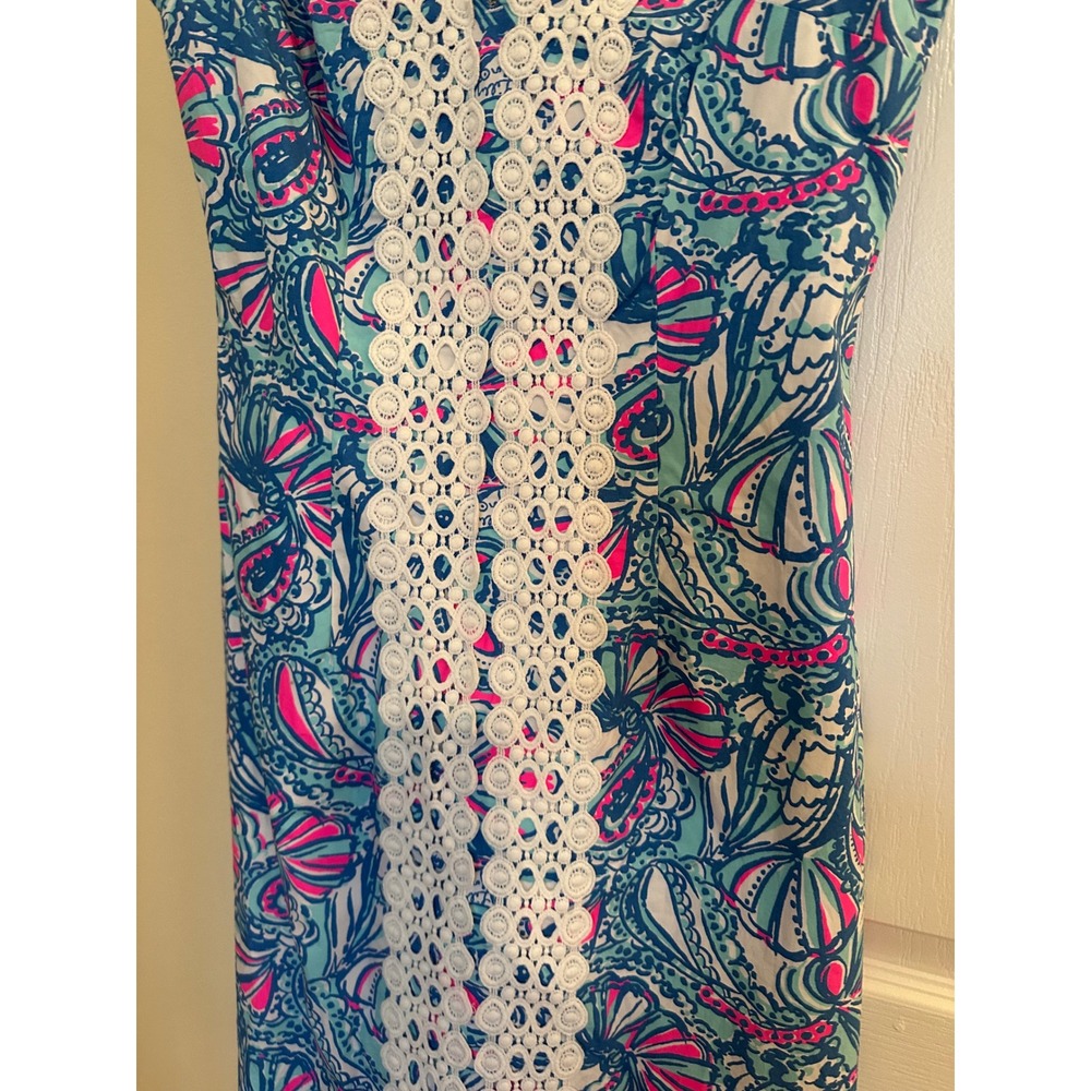 Lilly Pulitzer 20th Anniversary Collection Blue Pink Shell Shift Dress Size 6 - Picture 4 of 8